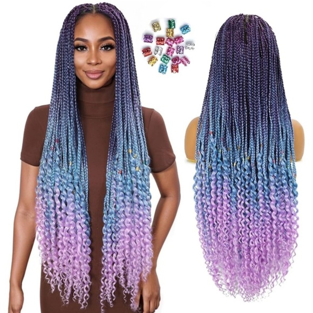 Purple and Blue Ombre Braided Wig